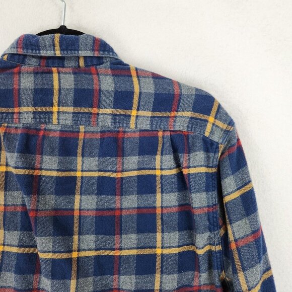 J Crew Shirt Mens Medium Blue Red Plaid Flannel Long Sleeve Button Front Cotton - Picture 9 of 10